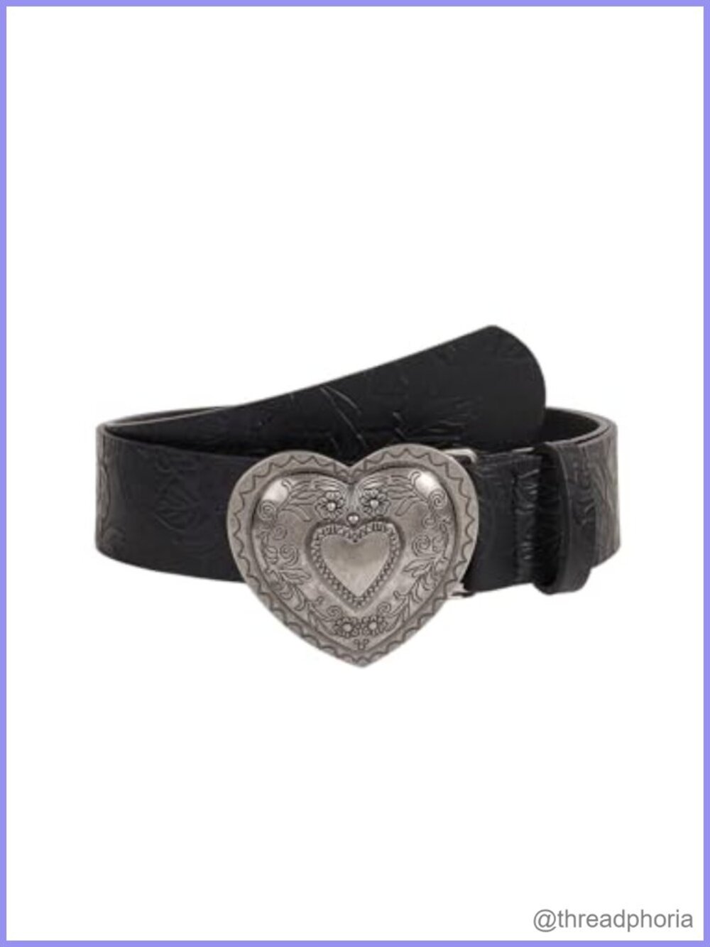PU Leather Heart Buckle Western Belt Embossed Punk Rock Y2K
